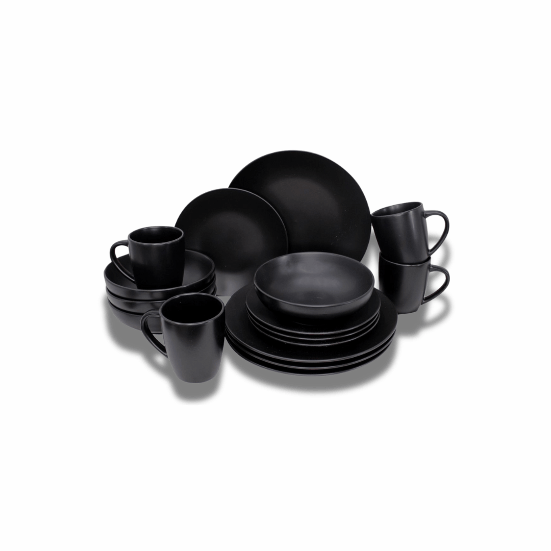 Black Stoneware Dinner Set 16pcs