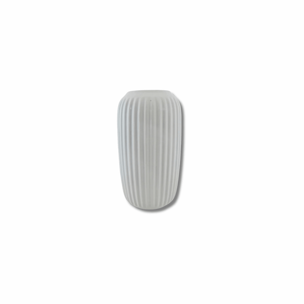 White modern Ribbed Ceramic Vase