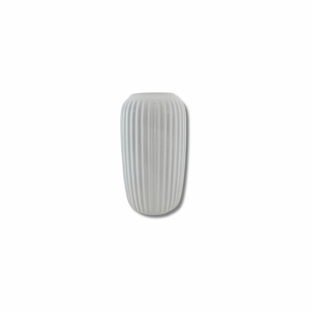 White modern Ribbed Ceramic Vase
