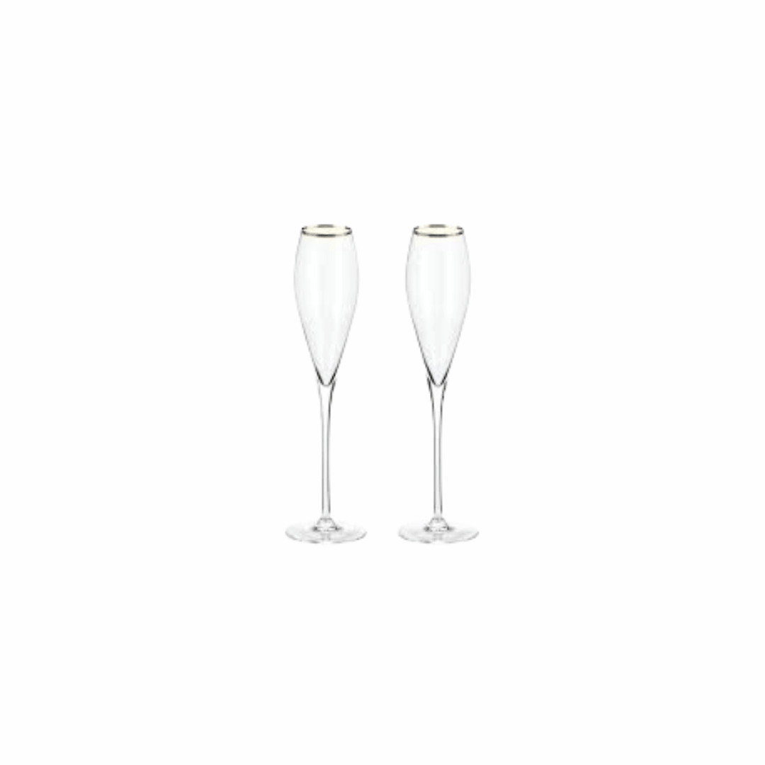 Champagne Glasses with Gold Rim 2pcs
