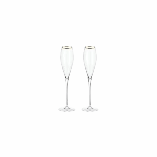 Champagne Glasses with Gold Rim 2pcs