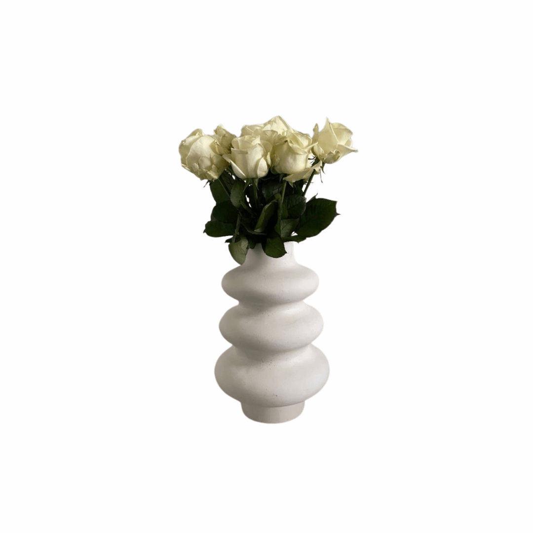 Elegant soft White Ripple Vase