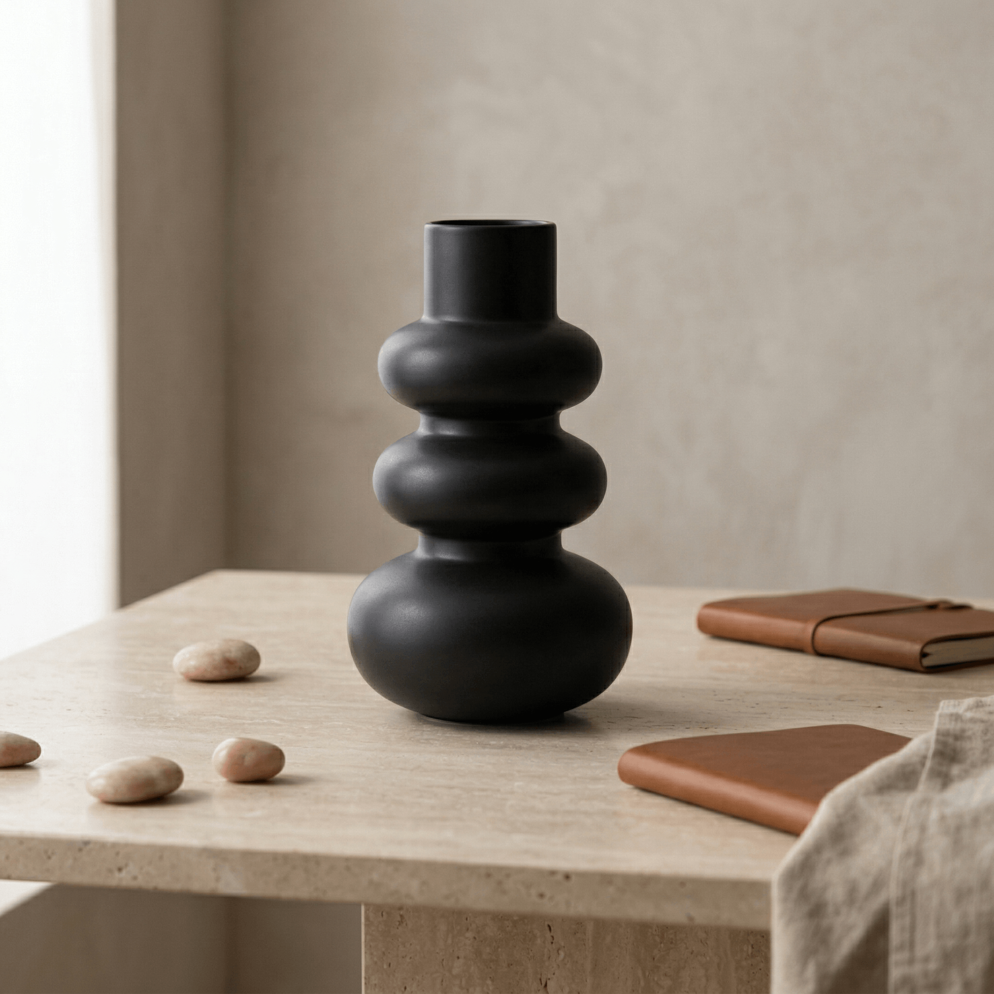Bold matte Black Curvy shape Vase