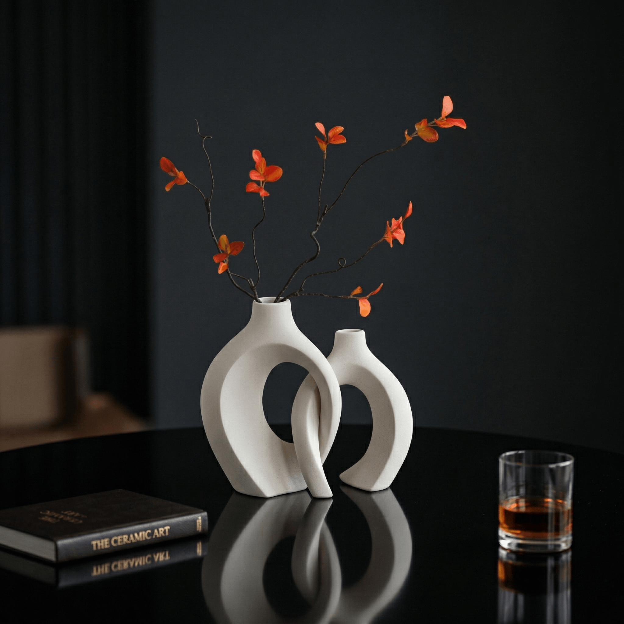 White Sculptural Double Loop Vase