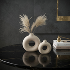 Round Hollow Ceramic Vases (Set of 2)