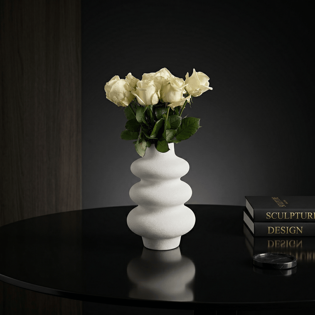 Elegant soft White Ripple Vase