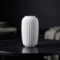 White modern Ribbed Ceramic Vase